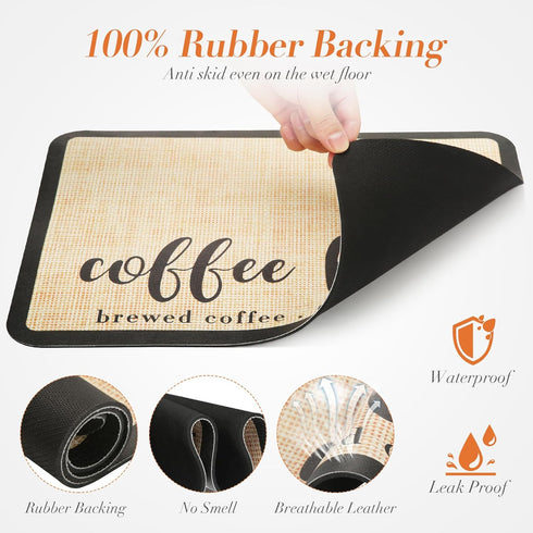Coffee Mat Coffee Bar Mat,Coffee Pad Coffee Machine Mat,Waterproof Rubber Backing Absorbent Drying Mat,Coffee Maker Mat for Counter,11.8" W x 15.7...