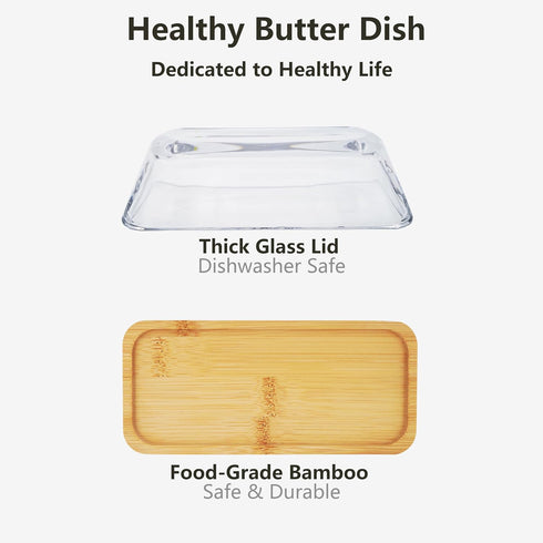 Cute Glass Butter Dish with Lid, Butter Dish with Knife for Countertop and Refrigerator Door Shelf, Butter Holder Only Suitable for East Coast But...