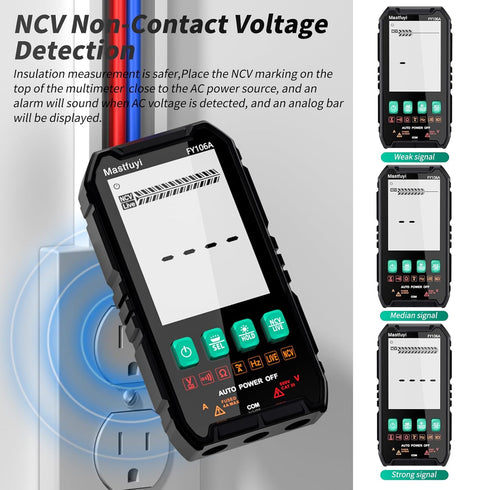 Multimeter Digital, Multi Tester NCV, Compact Intelligent Electrical Tester, Auto-Ranging, Overload Protection, True RMS 4000, Backlit LCD, AC/DC ...