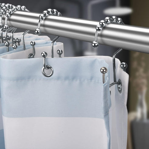 Titanker Shower Curtain Hooks Rings, Rust-Resistant Metal Double Glide Shower Hooks for Bathroom Shower Rods Curtains, Set of 12 Hooks - Chrome...