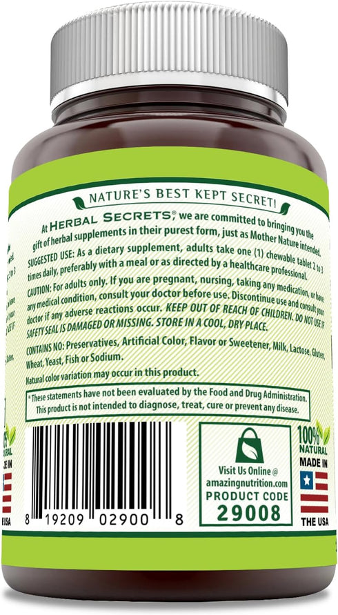 Herbal Secrets Immune Support with Vitamin C & Elderberry | Berry Flavor Chewable Tablets | 120 Count | Non-GMO | Glute-Free | Made in USA...