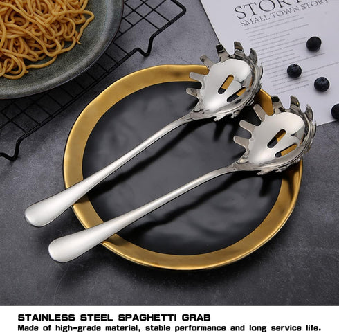 2Pcs Spaghetti Spoon,Stainless Steel Claw Pasta Spoon Server Noodle Scoop Slotted Spoon Kitchen Utensils for Home Restaurant Bar...