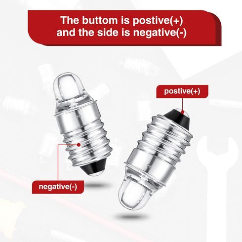 Honoson 10 Pieces E10 LED Bulbs 3 Volt Miniature Flashlight Bulbs E10 Replacement Bulbs Mini Lamps Cool White...
