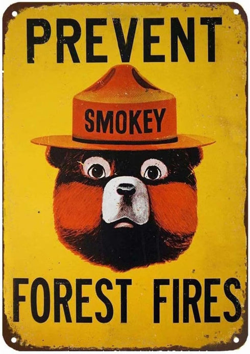 CCPARTON Smokey Bear Prevent Forest Fires Outdoors Metal Tin Sign Wall Decor Retro Metal Signs 8x12 Inch...