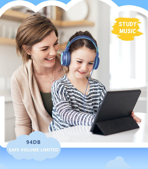 Upgrade USB Type C Kids Headphone for School, 94dB Safe Volume Limited, HD Stereo Sound, Foldable Lightweight On-Ear Headphones for Boys/Girls/Stu...