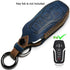Leather Cover Key Fob Shell Compatible with Ford F150/F250 2015 2016 2017 5 Buttons Keyless Remote Control (B-Blue) …...
