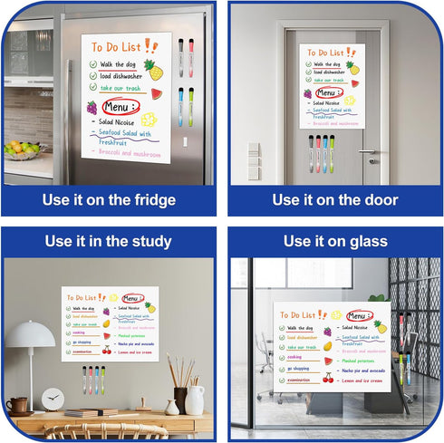 8.5" x 11" Dry Erase Board Removable Adhesive for Wall/Fridge, 4 Pack Nonwoven Foam White Erasable Sheet…...
