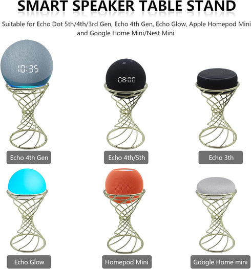 Smart Speaker Table Stand Decorative Holder for Echo Dot 3rd/4th/5th Gen, Echo 4th/5th Gen, Echo Glow, Apple Homepod Mini and Google Home Mini/Nes...