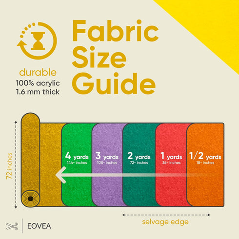 Acrylic Felt Fabric by The Yard - 72" Inch Wide -1.6mm Thick Felt Fabric | Non-Stiff Soft Craft Felt Supplies for DIY Arts & Crafts, Sewing, Patch...