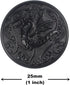 Bezelry 10 Pieces Spitfire Celtic Dragon Metal Shank Buttons. 25mm (1 inch) (Matte Black)...