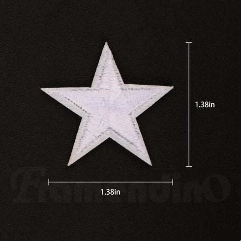 Framendino, 24 Pack White Star Iron on Sewing Appliques Patches Mini 5 Star Embroidered Fabric for Clothing DIY Decorations...