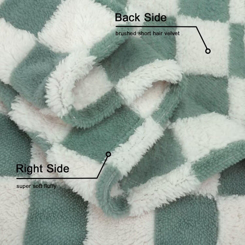 HOMRITAR Checkered Baby Blanket for Boys Sage Green Soft Fluffy Fuzzy Blankets with 3D Chessboard Grid, Warmer Comfort Reversible Lightweight Bed ...