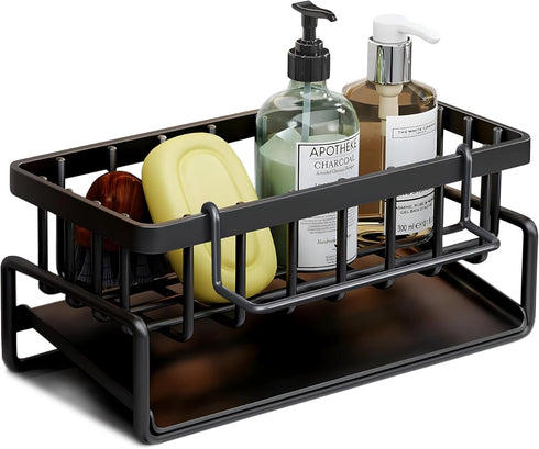 Stainless Steel Sponge Holder for Kitchen Sink Sponge Caddy Sink Organizer with Self Drain Tray and Detachable Dishcloth Rack - Countertop Kitchen...
