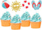 24Pcs Glitter Summer Beach Cupcake Toppers Pool Party Cupcake Picks For Hawaiian Theme Birthday Wedding Party Baby Shower Summer Luau Party Decora...