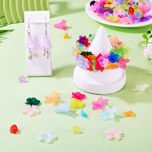 Pandahall 240pcs Acrylic Flower Beads Assorted Frosted Flower Leaf Bead Caps for DIY Bracelet Necklace Earring Jewelry Making...
