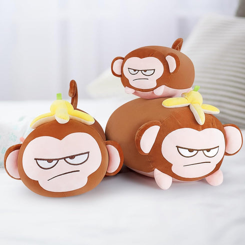 Banana Monkey Plush Pillow,Monkey Stuffed Animal Plush Toy,Cute Plushie Banana Monkey Kawaii Pillow,Lovely Monkey Hugging Pillow Gifts for Kids Ad...