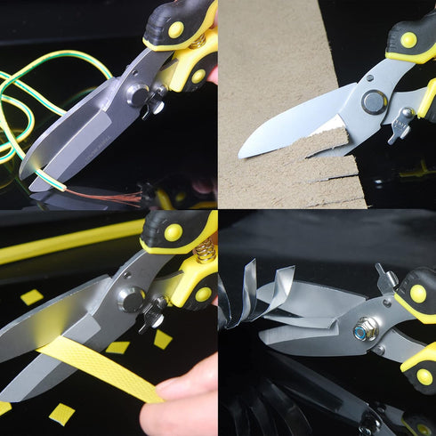 Aviation Tin Snips 9 Inch Heavy Duty Metal Cutter, Straight Shears with Stainless Steel Blade & Comfort Grips, Multifunction Cutting of Branches, ...