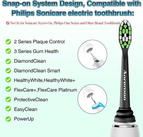 Aoremon Toothbrush Replacement Heads for Phillips Sonicare Replacement Brush Head Compatible with Most Philips Sonicare Click-on Electric Toothbru...