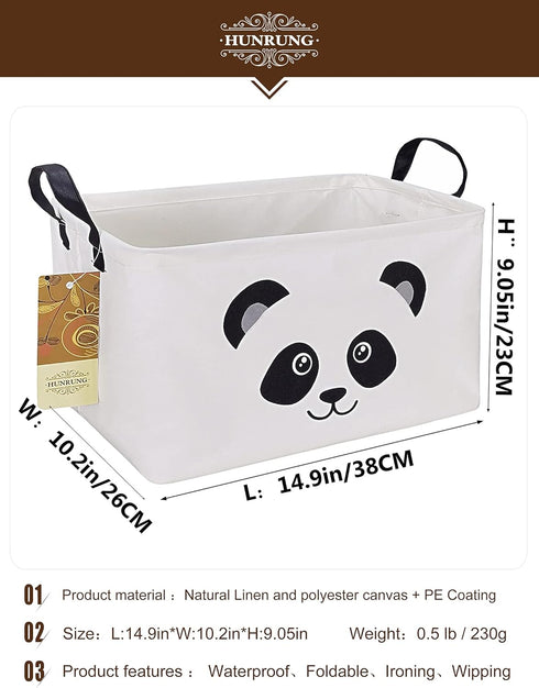 HUNRUNG Rectangle Storage Basket Cute Canvas Organizer Bin for Pet/Children Toys, Books, Clothes Perfect for Rooms/Playroom(Rectangle Panda)...