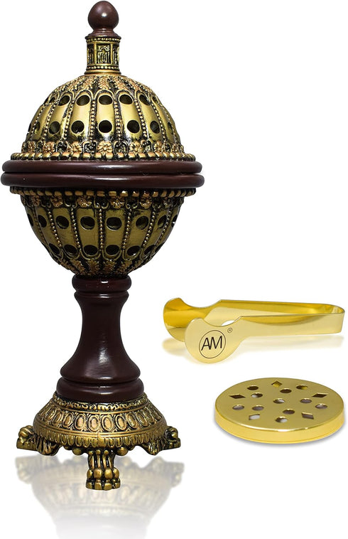 AM Lux Globe Incense Burner - Bakhoor Cone Holders | Insence bukhoor Burners| Frankincense Burner Charcoal | Mabkhara | for Office & Spiritual Déc...