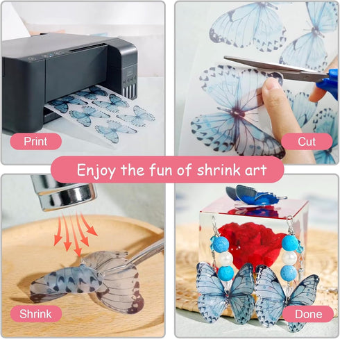Auihiay 12 Pieces Printable Shrinky Plastic Sheets, Shrink Films Papers for Kids Easter Ornament and Mothers Day Gifts, 6 White and 6 Semitranspar...