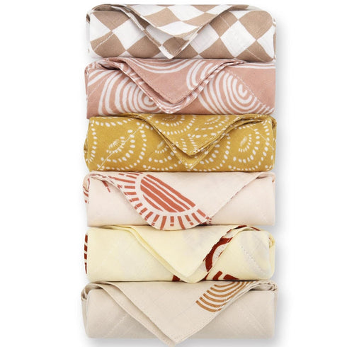 LifeTree Baby Muslin Washcloths, Soft 6 Pack Baby Wash Cloths Unisex for Boys Girls, 70% Viscose from Bamboo and 30% Cotton Bath Face Towels, Bibs...