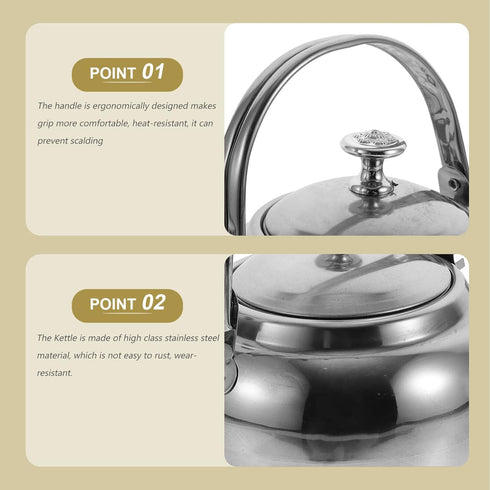 Yardwe Tea Kettle Stovetop Whistling Teakettle Stainless Steel Tea Pots Induction Stovetop Teapot Kitchen Water Boiler Kettle Fast Boiling Heat Wa...