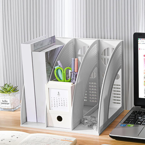 Lemical 3 Compartments Open Section Magazine File Holder Desk Organizer Book Rack Office Home Document Storage File Rack Kitchen Tool Organizer...