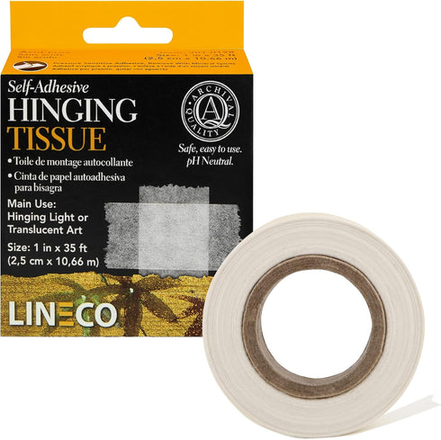 Lineco, Archival Self-Adhesive Mounting Hinging Tissue, for Lightweight and Translucent Art, Documents, Acid-Free, 1 Inch x 35 Feet, Pack of 1...