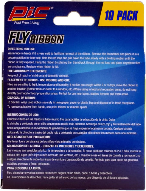 PIC FR10B 69060216325 Fly Ribbons Fruit Fly Traps for Indoors and Outdoors, Bug Trap for Winged Insects, Set of 10...