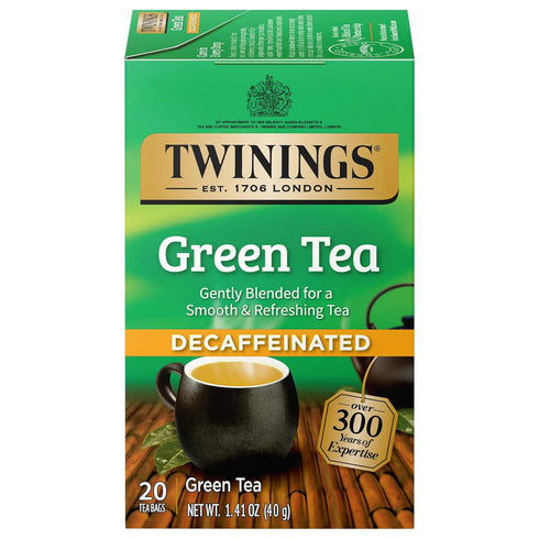 Twinings Decaffeinated Green Tea Individually Wrapped Bags, 20 Count (Pack of 1), Smooth Flavour, Enticing Aroma, Enjoy Hot or Iced, 20 Teabags...