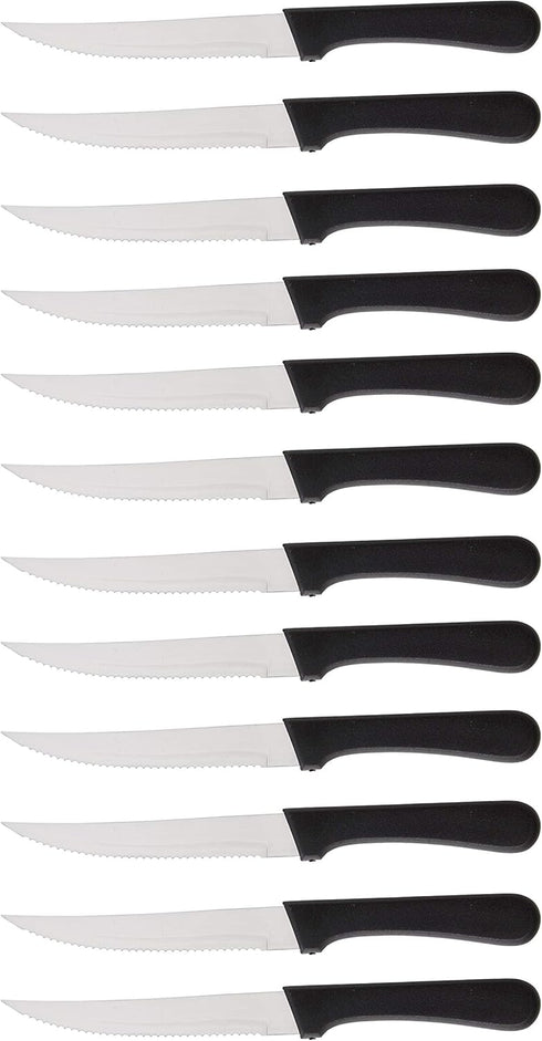 Steak Knives Serrated Set, Restaurant Quality, Stainless Steel, 4.25-Inch, Pointed Tip (12)...