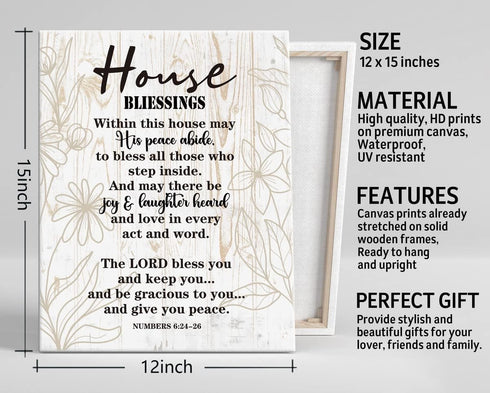 Canvas Wall Art House Blessing Decor, Housewarming Gift Canvas Wall Art for Home Decor, Inspirational Quote Canvas Prints Poster Wall Art, Christi...