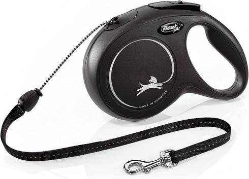 FLEXI® New Classic Retractable Dog Leash (Cord), Ergonomic, Durable and Tangle free Pet Walking Leash for Dogs Up to 44 lbs, 26 ft, Medium, Black...