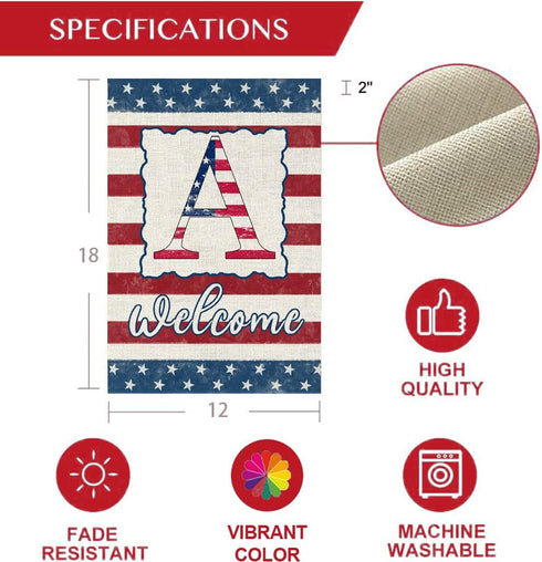 Monogram Letter A Garden Flag 4th of July Patrioctics 12x18 Inch Double Sided for Outside Small Burlap Family Last Name Initial Yard Flag...