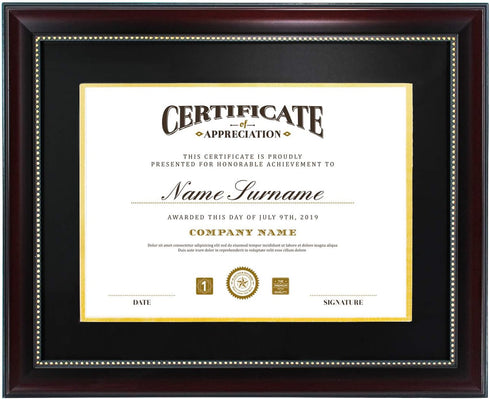 GraduatePro 8.5x11 Diploma Frame with Black Over Gold Mat or Display 11x14 Document Without Mat, CPA License Frame, UV Protection Acrylic, Mahogan...