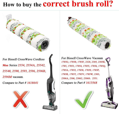 Smilyan Replacement Parts for Bissell CrossWave Pet Pro 2306A & CrossWave 1785 Series, 3 Pack 2460 Multi-Surface Pet Pro Brush Rolls + 3 Pack 1866...