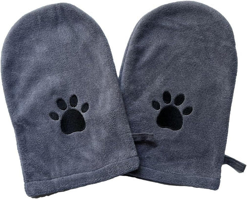 Penny & Niko Microfiber Pet Towel Mitts - Paw Cleaning and Drying Mitts/Gloves for Dogs and Cats (Large - 2 Pack, Gray)...