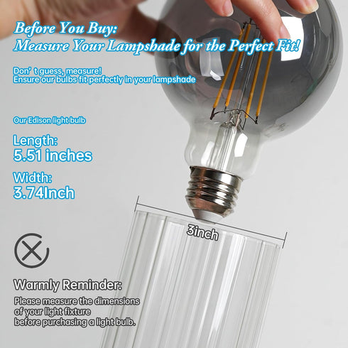 Smoke LED Globe Light Bulbs, 60 Watt Light Bulbs Soft White, 6W LED Light Bulbs, 2700k Warm White, 500 Lumen E26 Standard Base G30/G95 No Dimmable...