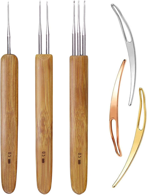 6 Pieces Dreadlock Crochet Hook Set Including Dreadlocks Crochet Hair Weaving Needle Tool 1 Pieces 1 Hook + 1 Pieces 2 Hooks + 1 Pieces 3 Hooks + ...
