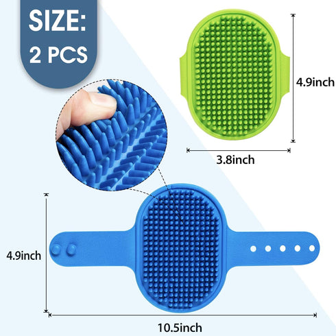 Pet Shampoo Bath Brush Soothing Massage Rubber Comb with Adjustable Ring Handle for Long Short Haired Dogs and Cats Grooming, 2 PCS...