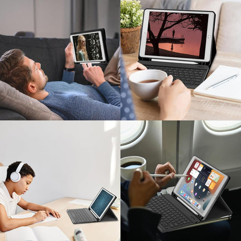 KBCASE Keyboard Case for iPad 9th/8th/7th Generation 2021/2020/2019, Compatible with iPad Air 3/Pro 10.5, Detachable Bluetooth Keyboard Case with ...