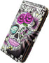 Case for Pixel 6 Pro, Purple Flower Sugar Skull Leather Flip Phone Case Wallet Cover with Card Slot Holder Kickstand for Google Pixel 6 Pro...