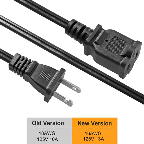 VSEER 2 Prong Extension Cord US AC 2-Prong Male and Female Power Cable SPT2 16AWG 13A/125V, USA Outlet Saver Power Extension Cord Cable for NEMA 5...
