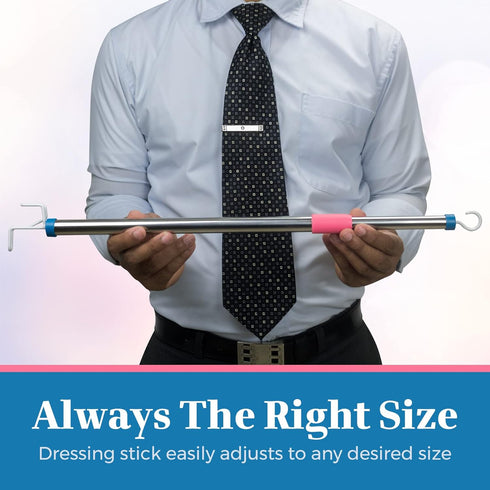 Dressing Stick Fully Adjustable for Long Lengths up to 28.5" - Makes Putting On and Taking Off Clothing Easier, Home Health Aids...