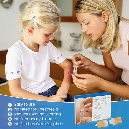SEABIRD Zip Sutures Wound Closure Device, Emergency Laceration Kit, Bandages with Steri Strips Pack of 2, Painless Laceration Repair without Stitc...