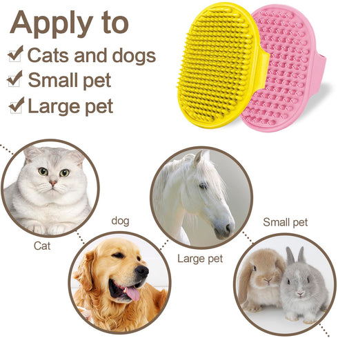 4Pack Pet Grooming Brush Kit, Aoche Dog Bath Brush Flea Comb for Dogs Pet Shampoo Brush Soothing Massage Rubber Comb Flea Lice Comb Cat Tear Stain...