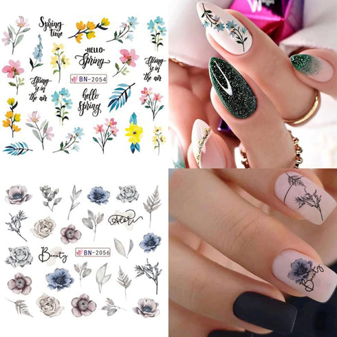 12 Sheets Nail Art Stickers Decals Flower Spring Nail Decals Charming Daisy Nail Stickers for Nail Art Supplies Water Transfer Nail Accessories fo...