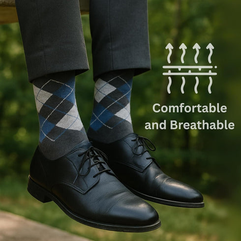 Alpine Swiss Mens Dress Socks 6 Pair Crew Sock Cotton Dress Socks for Men Solid Ribbed Argyle Pattern Multicolor Fun Designs...