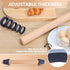 Adjustable Wood Rolling Pin with Thickness Rings for Baking -Non Stick Wooden Dough Roller Pin with Spacer Bands for Cookie,Pie Crust, Pastry Fond...